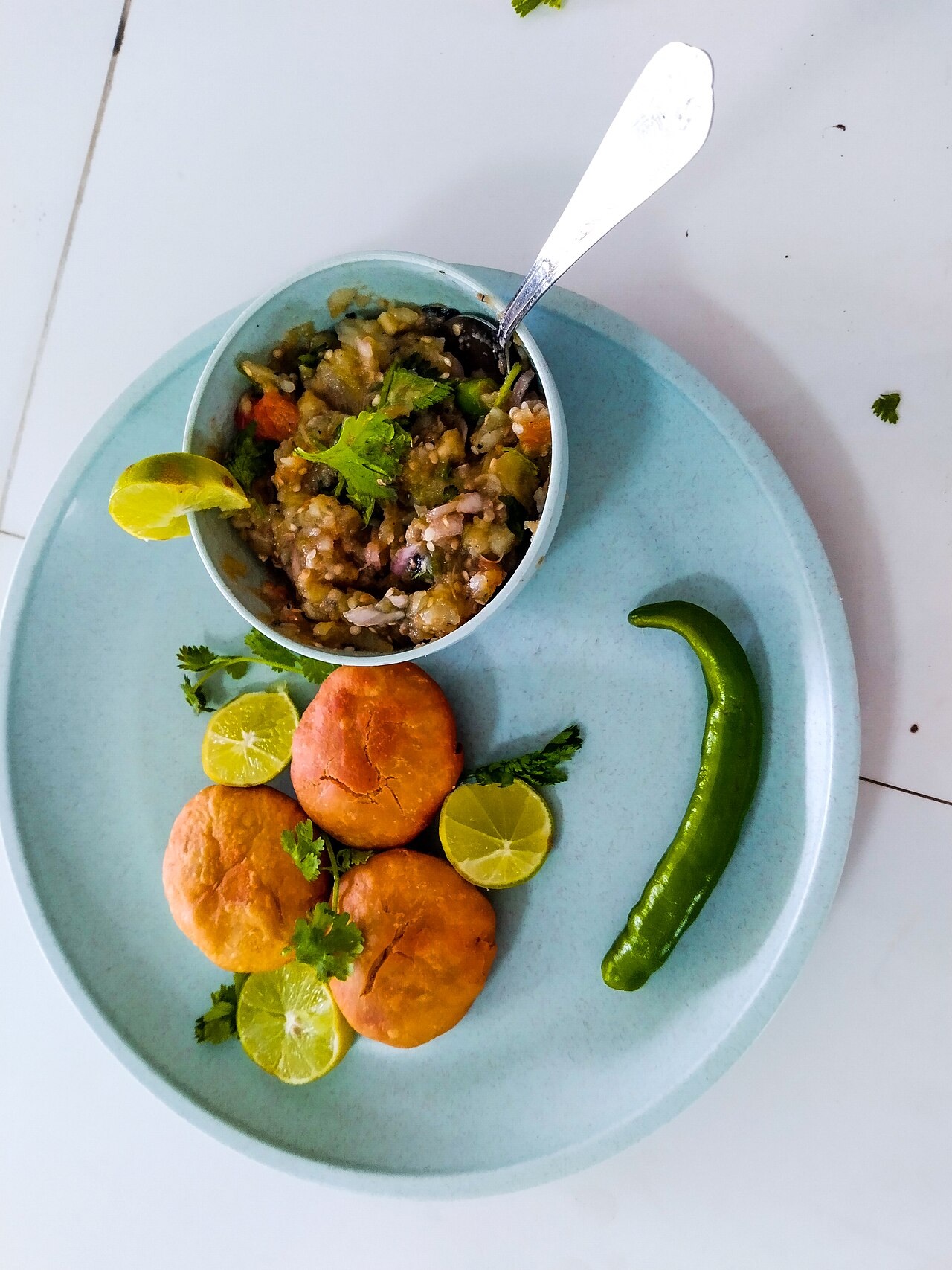 Litti chokha on a plate