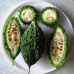 Karela, the bitter gourd the shot is pressed from